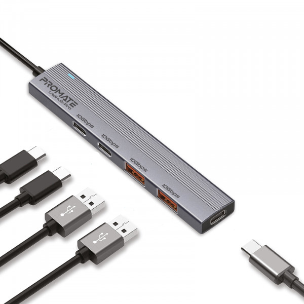 Концентратор USB Type-C Promate LiteHub-Pro 4 in 1 Grey (litehub-pro)