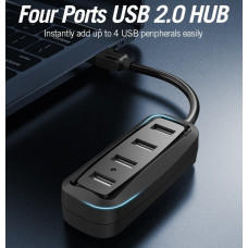 Концентратор Vention USB Hub 4-Port 2.0 Black, 0.15 m (VAS-J43)
