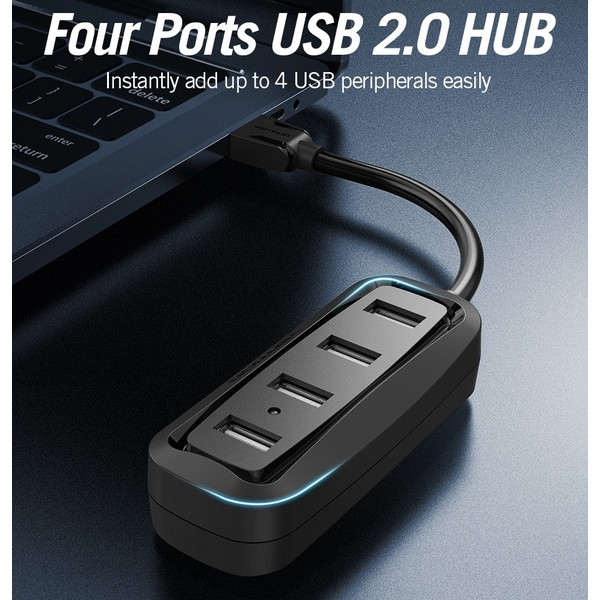 Концентратор Vention USB Hub 4-Port 2.0 Black, 0.15 m (VAS-J43)