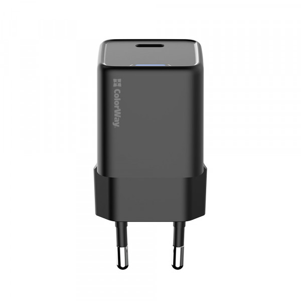 Мережевий зарядний пристрій ColorWay GaN Mini 25W PD Port PPS USB-C Black (CW-CHS052PD-BK)