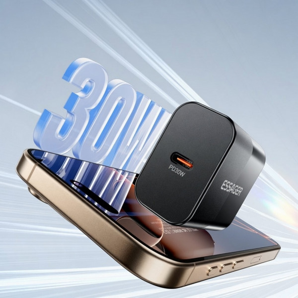 Мережевий зарядний пристрій Essager Travel Charger 30W USB-C Black (E30JSB1-SYTT1-T) + кабель USB Type-C