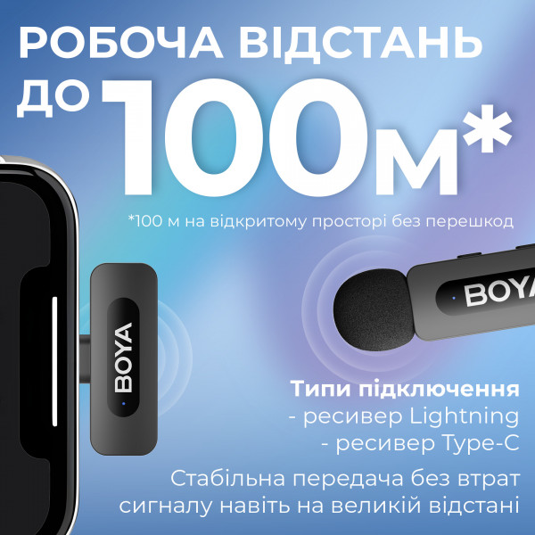 Мікрофон BOYA BY-V3 combo Type-C/Lightning Black