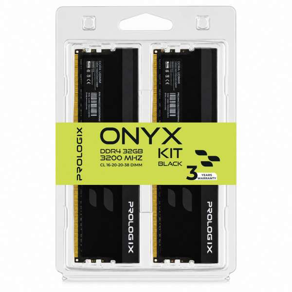 Модуль пам`ятi DDR4 2x16GB/3200 Prologix Onyx Black (PRO32GB3200YB4K)