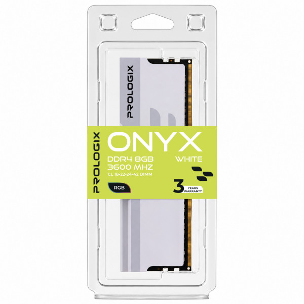 Модуль пам`ятi DDR4 8GB/3600 Prologix Onyx White RGB (PRO8GB3600YWR4)