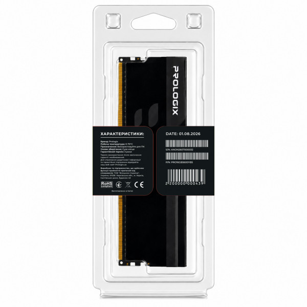 Модуль пам`ятi DDR5 16GB/5600 Prologix Onyx Black (PRO16GB5600YB5)