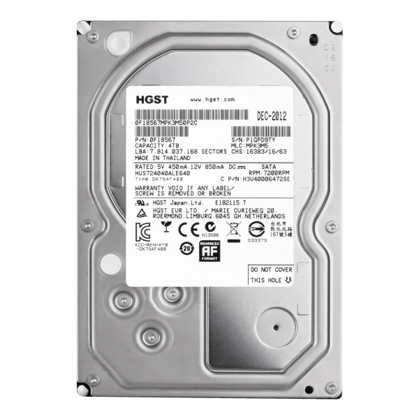 Накопичувач HDD 3.5" SATA 4.0TB Hitachi (HGST) Ultrastar 7K4000 7200rpm 64MB (HUS724040ALE640)