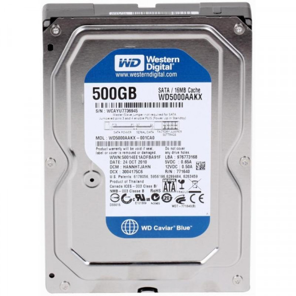 Накопичувач HDD SATA 500GB WD Blue 7200rpm 16MB (WD5000AAKX) Refurbished