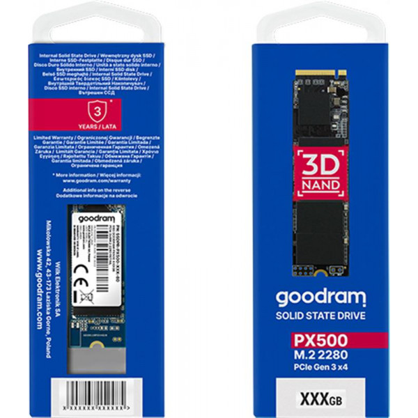 Накопичувач SSD 256GB Goodram PX500 G.2 M.2 2280 PCIe 3.0 x4 NVMe 3D TLC (SSDPR-PX500-256-80-G2)