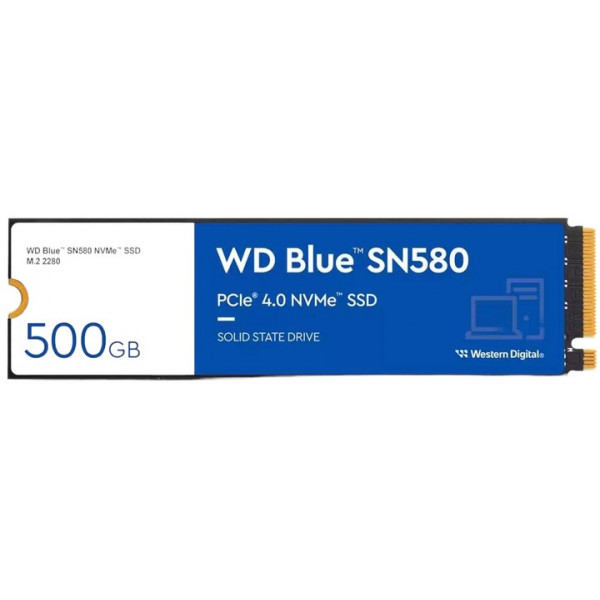 Накопичувач SSD 500GB WD Blue SN580 M.2 2280 PCIe 4.0 x4 3D TLC (WDS500G3B0E)