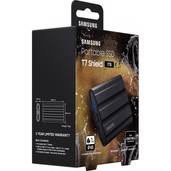 Накопичувач зовнішній SSD 2.5" USB 1.0TB Samsung T7 Shield Black (MU-PE1T0S/EU)