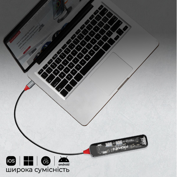 USB-хаб Promate TransHub-Lite USB Type-C Grey