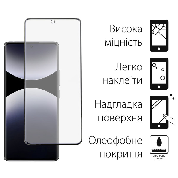 Захисне скло Dengos для Xiaomi Redmi Note 14 Pro Black Full Glue (DG-TG2P-64) 2шт