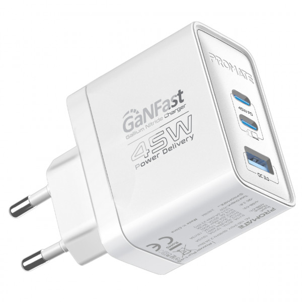 Зарядний пристрій Promate PowerPort 45W White