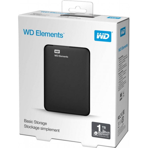 Зовнішній жорсткий диск 2.5" USB 1.0TB WD Elements Black (WDBUZG0010BBK-WESN)_Bulk