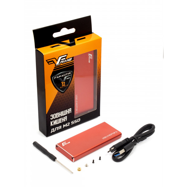 Зовнішня кишеня Frime M.2 NGFF SATA, USB 3.0, Metal, Red (FHE203.M2U30)