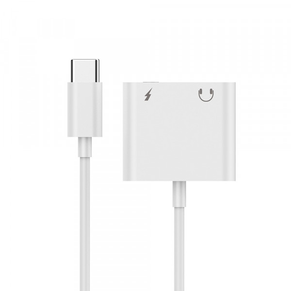 Адаптер Cablexpert USB Type-C - 3.5 мм/USB Type-C (M/F), 0.1 м, White (A-CM-3.5FP-01)