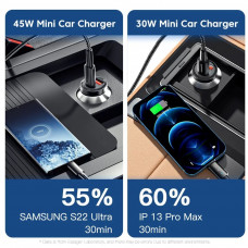 Автомобільний зарядний пристрій Essager Gyroscope Mini Charger USB-A + Type-C 45W Black (ECCAC45-TL01-Z)