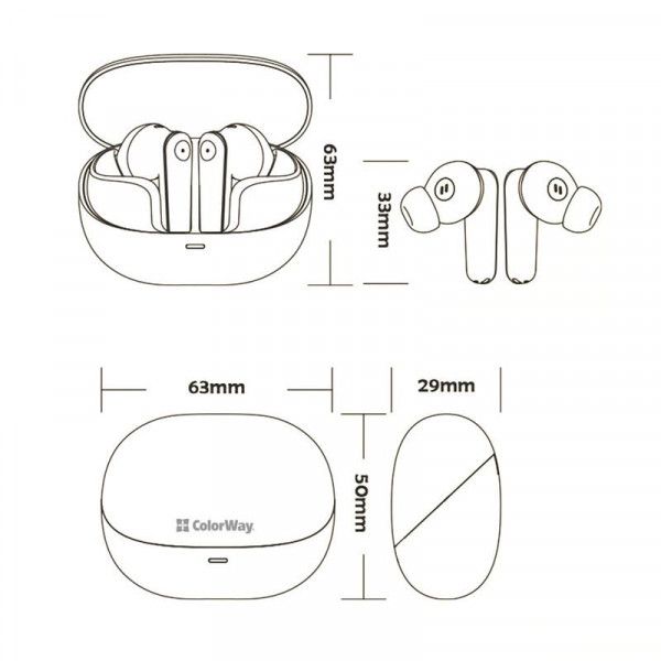 Bluetooth-гарнітура СolorWay Slim TWS-1 Earbuds Long Life Black (CW-TWS1BK1)