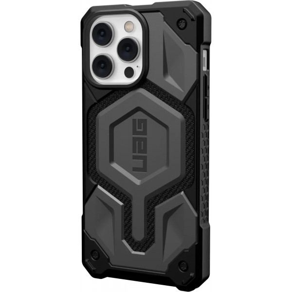 Чохол-накладка Urban Armor Gear Monarch Pro with MagSafe для Apple iPhone 14 Pro Max Kevlar Silver (114031113933)