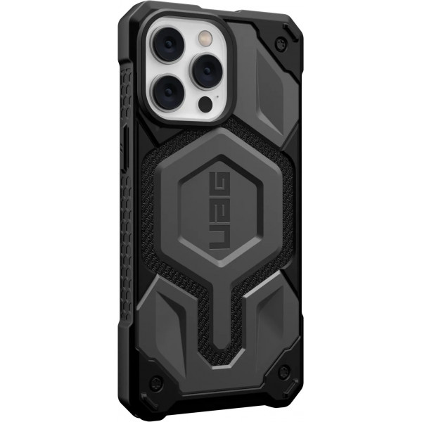 Чохол-накладка Urban Armor Gear Monarch Pro with MagSafe для Apple iPhone 14 Pro Max Kevlar Silver (114031113933)