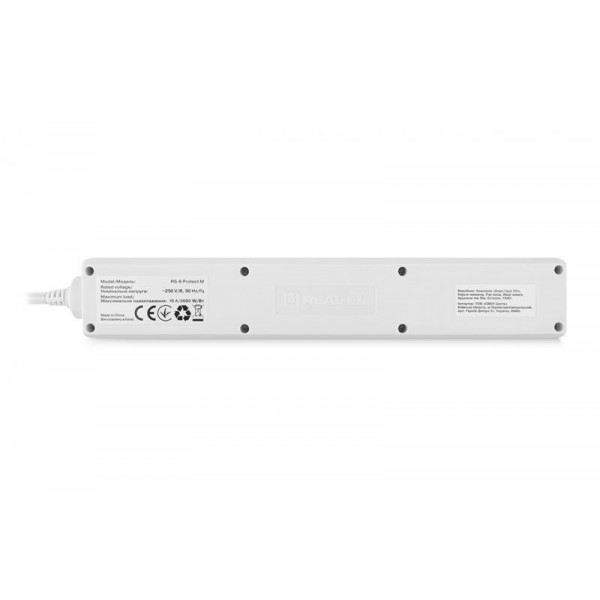 Фільтр живлення REAL-EL RS-6 Protect M 1.8м White (EL122300031)