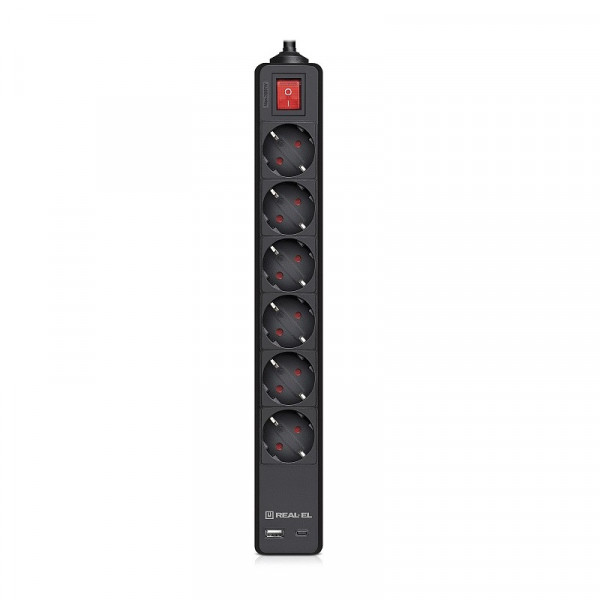 Фільтр живлення REAL-EL RS-Protect 605 3м Black (EL122300041)
