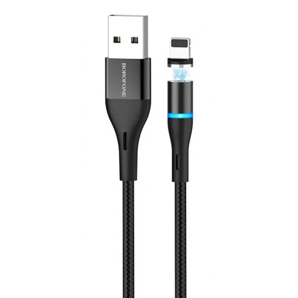 Кабель Borofone BU16 USB - Lightning, 1.2 м, магнітний, Black (BU16LB)