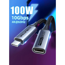 Кабель Cabletime USB Type-C - USB Type-C (M/F) PD 100W, 0.5 м, White (CU21E)
