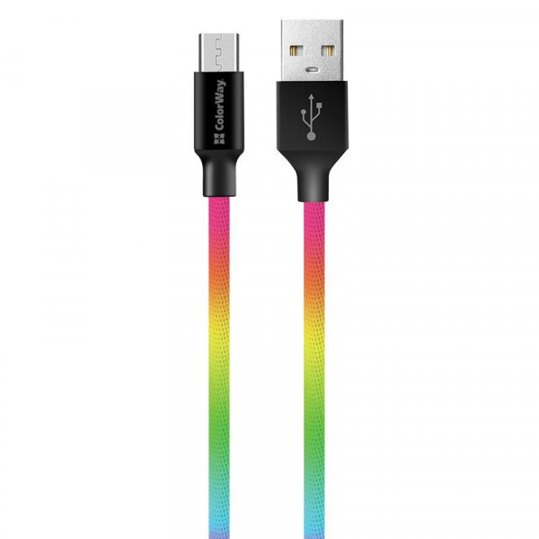 Кабель ColorWay USB - micro USB (M/M), 2.4 А, 1 м, Multicolor (CW-CBUM017-MC)