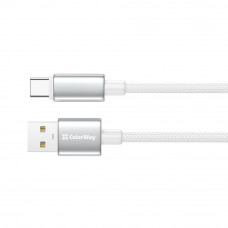 Кабель ColorWay USB - USB Type-C (M/M), zinc alloy braided, 3А, 2 м, White (CW-CBUC099-WT)
