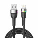 Кабель Essager Colorful LED USB - Lightning (M/M), 2.4A, 2 м Black (EXCL-XCDA01)