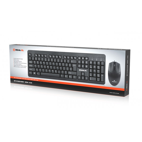 Комплект (клавіатура, миша) REAL-EL Standard 504 Kit Black (EL123100037)