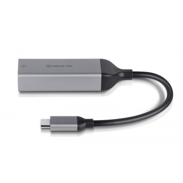 Мережевий адаптер REAL-EL CE-150 USB Type-C - RJ45 (M/F), 0.1 м, Black (EL123110004)