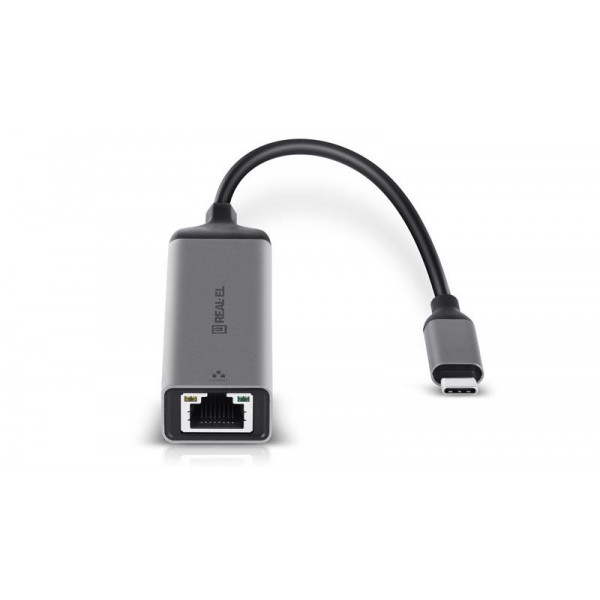 Мережевий адаптер REAL-EL CE-150 USB Type-C - RJ45 (M/F), 0.1 м, Black (EL123110004)