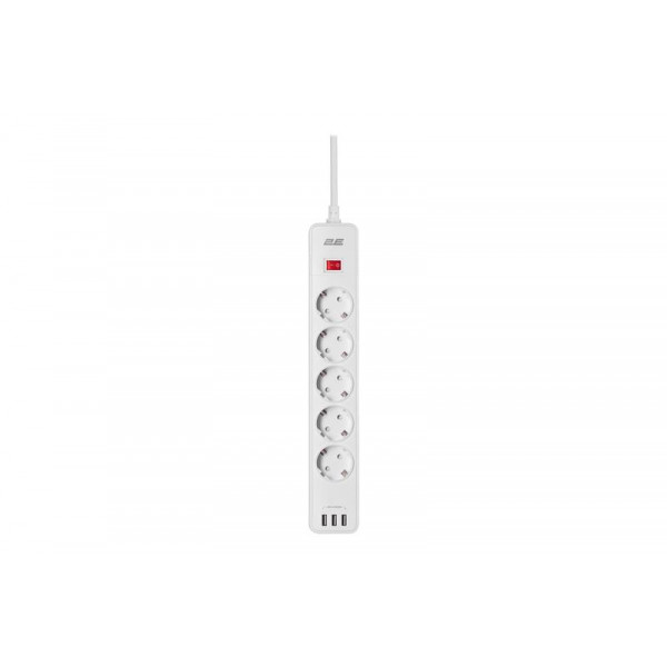Мережевий фільтр 2E 5хSchuko, 2 м (2E-SP515M2USBWH)