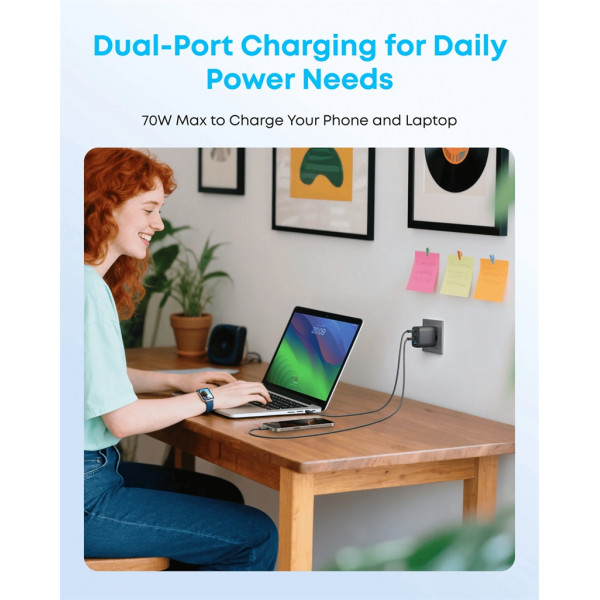 Мережевий зарядний пристрій Anker Charger 70W, 3xUSB-C, 1xUSB-A, Black (A121CG11)