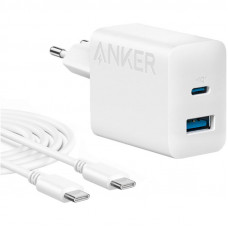 Мережевий зарядний пристрій Anker PowerPort 312 White, 20 W USB Type-C + кабель USB Type-C (B2348G21)