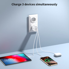 Мережевий зарядний пристрій Choetech (2хUSB-C+USB-A) White (PD3046-EU-WH)