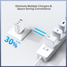 Мережевий зарядний пристрій Choetech (2хUSB-C+USB-A) White (PD3046-EU-WH)