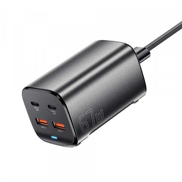 Мережевий зарядний пристрій Essager Collection 67W GaN (2xUSB-A, 2xUSB-C) Black (ECT2AC-JYB0G-Z)
