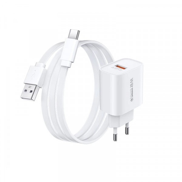 Мережевий зарядний пристрій Remax Kiddy Series 18W (1USB 2.1 А) White (RP-U119) + кабель USB Type-C