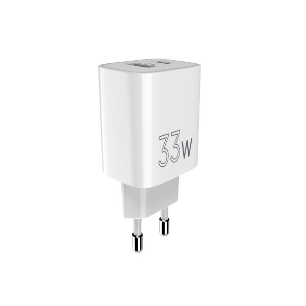 Мережевий зарядний пристрій Sigma mobile X-power 33W GaN, PD, QC (1xUSB-C + 1xUSB-A) White (PS33-01)