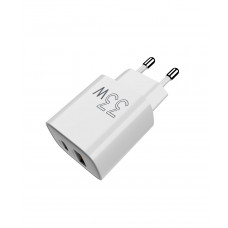 Мережевий зарядний пристрій Sigma mobile X-power 33W GaN, PD, QC (1xUSB-C + 1xUSB-A) White (PS33-01)