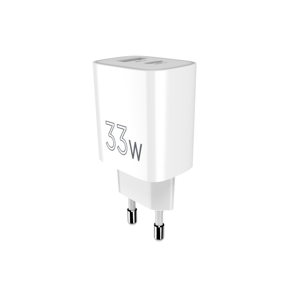 Мережевий зарядний пристрій Sigma mobile X-power 33W GaN, PD, QC (1xUSB-C + 1xUSB-A) White (PS33-01)