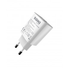 Мережевий зарядний пристрій Sigma mobile X-power 33W GaN, PD, QC (1xUSB-C + 1xUSB-A) White (PS33-01)