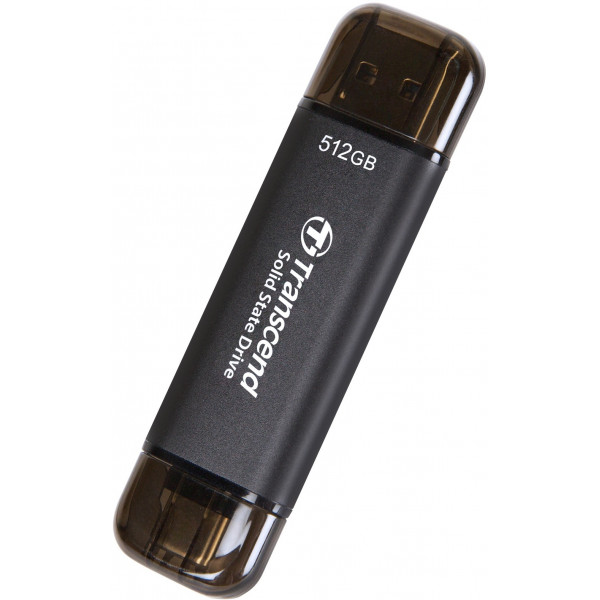 Накопичувач зовнішній SSD USB 3.1 Gen 2 Type-A/Type-C 512GB Transcend ESD310 Black (TS512GESD310C)