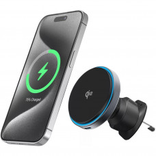 Тримач автомобільний+бездротове ЗУ Proove Titanium Circle Qi2 15W Gray (WHTC15010003)