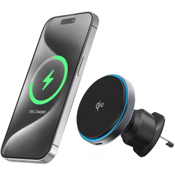 Тримач автомобільний+бездротове ЗУ Proove Titanium Circle Qi2 15W Gray (WHTC15010003)