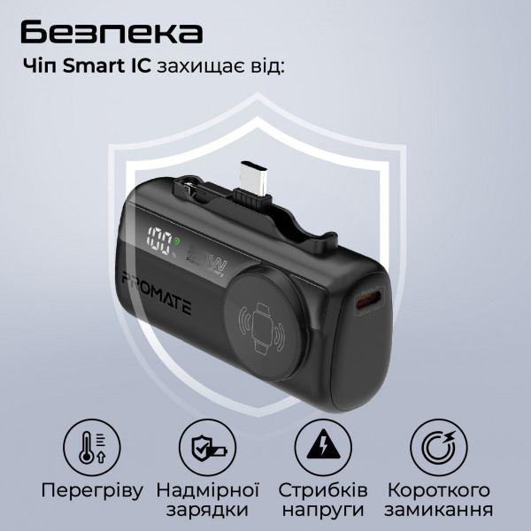 Універсальна мобільна батарея Promate PowerUp-Trio 5000mAh 20W Black