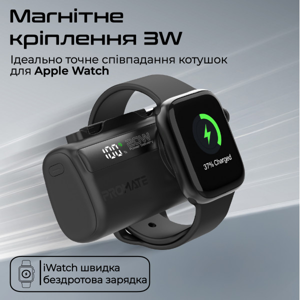 Універсальна мобільна батарея Promate PowerUp-Trio 5000mAh 20W Black